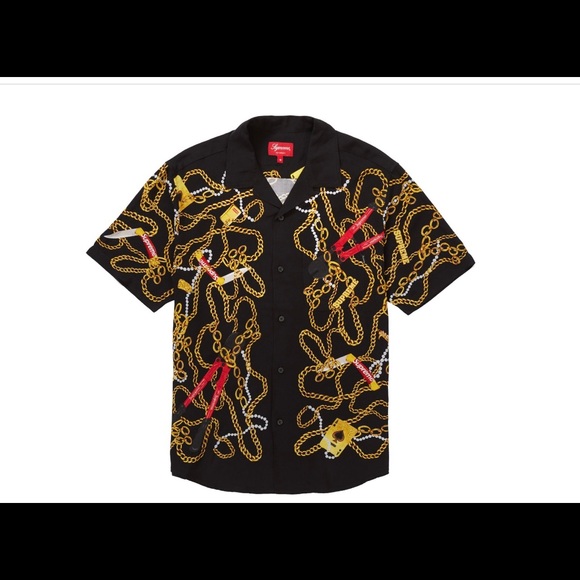 Supreme chains rayon shirt dark green